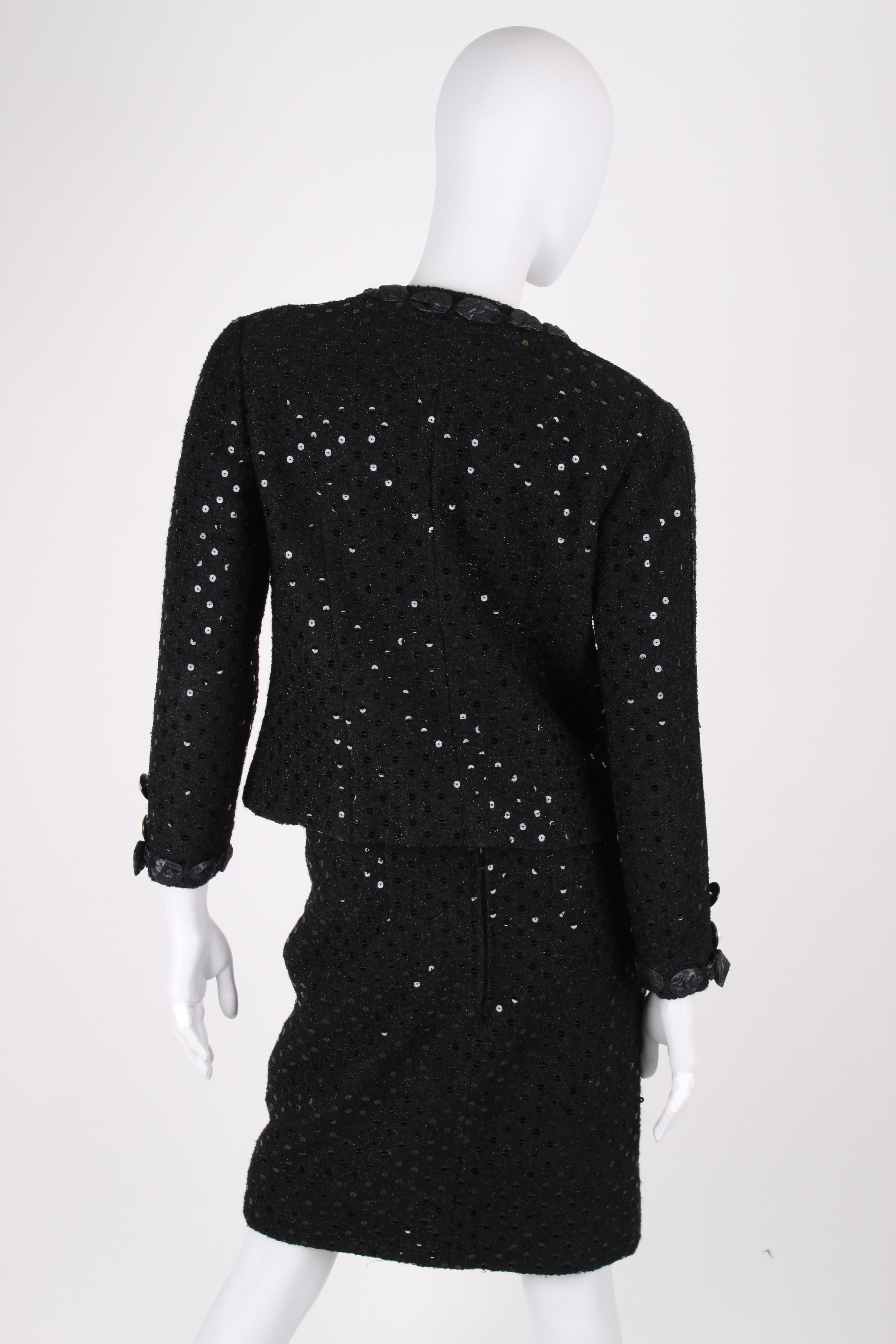 Chanel 2-pcs Sequin Suit Jacket & Skirt - black 1983 7