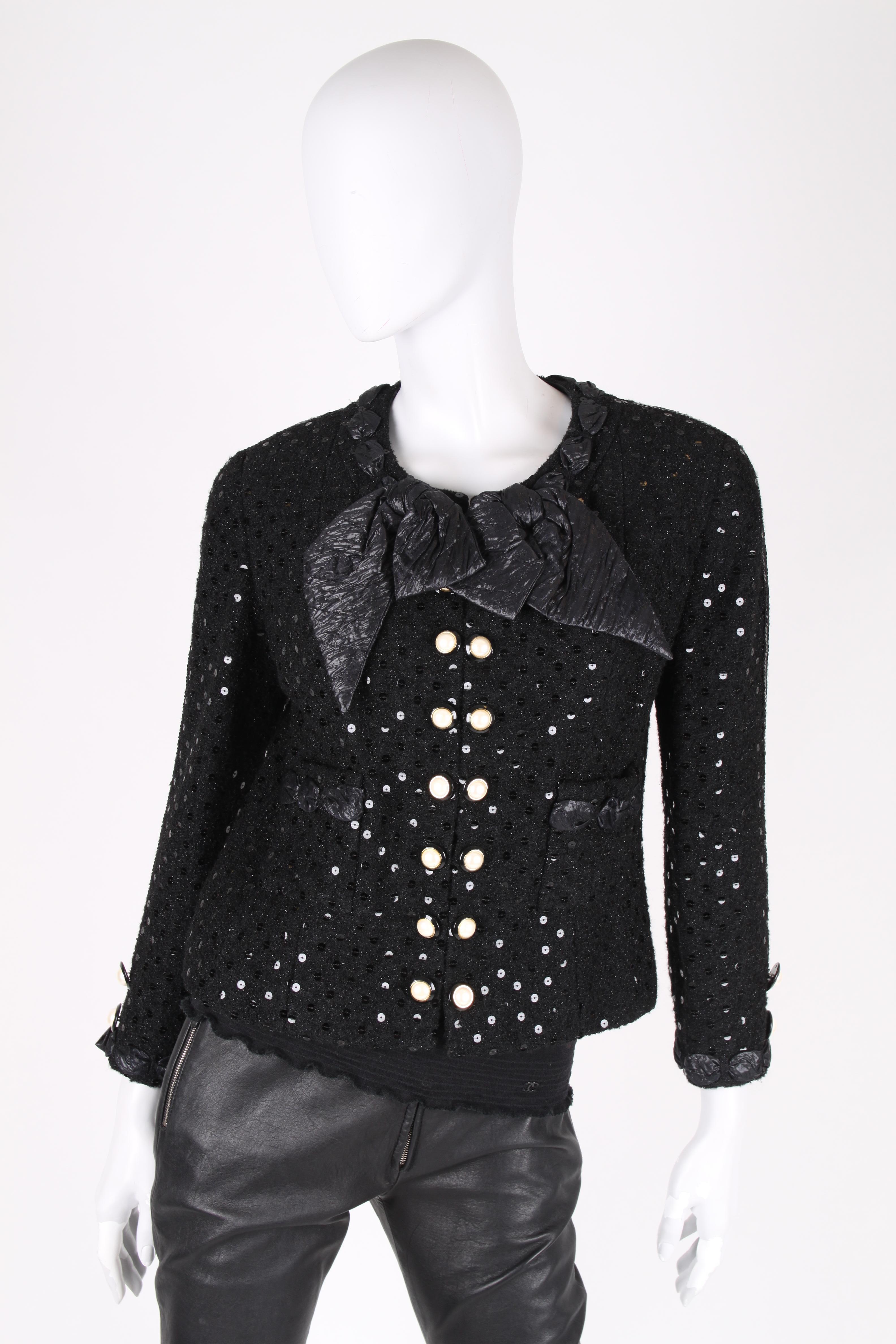Chanel 2-pcs Sequin Suit Jacket & Skirt - black 1983 1