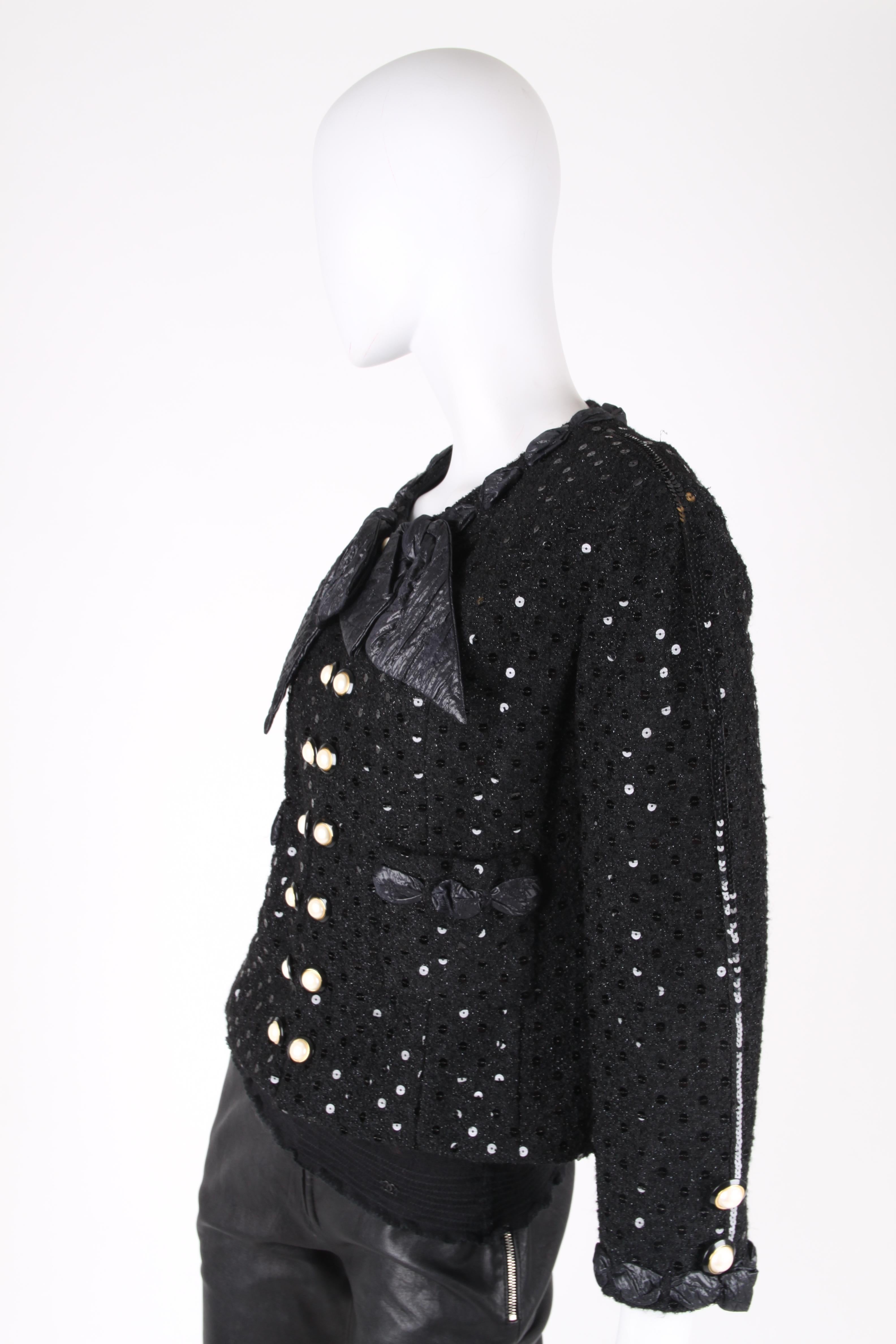 Chanel 2-pcs Sequin Suit Jacket & Skirt - black 1983 2