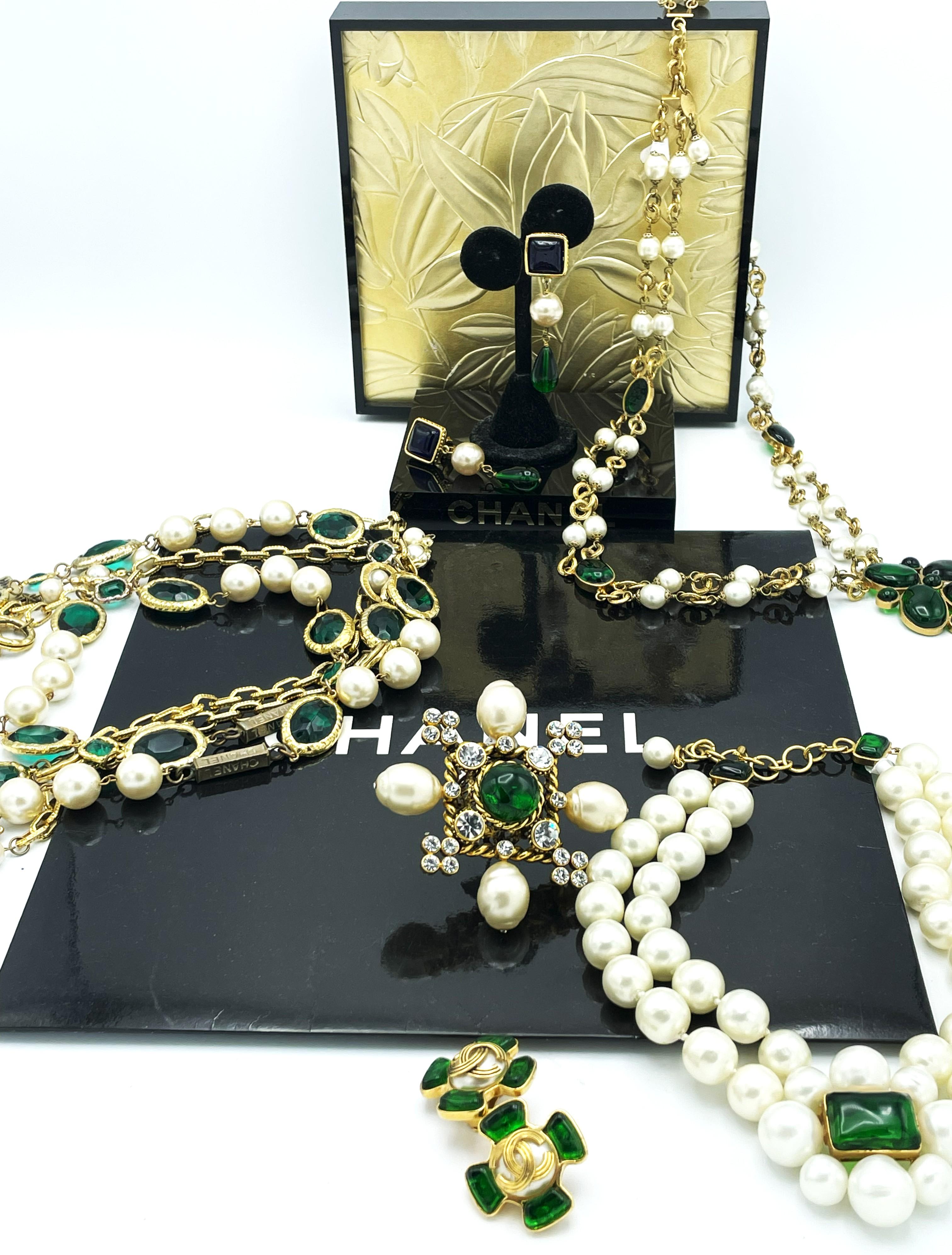 Collier a 2 file di Chanel con grandi perle,  Greene & Greene firmato 97A - Autunno 1997 in vendita 3