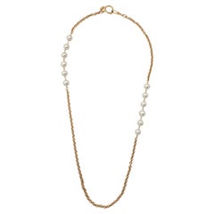 Chanel 2 Section Pearl 24K Gold Necklace