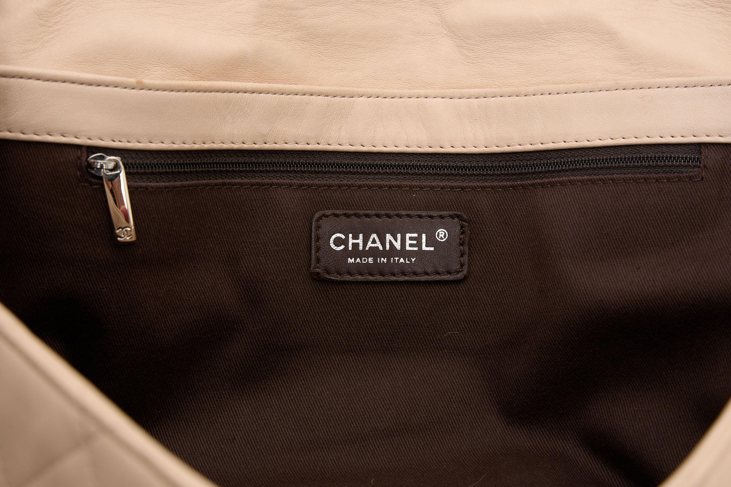 Chanel 2 Tone Beige Large Flap For Sale 2
