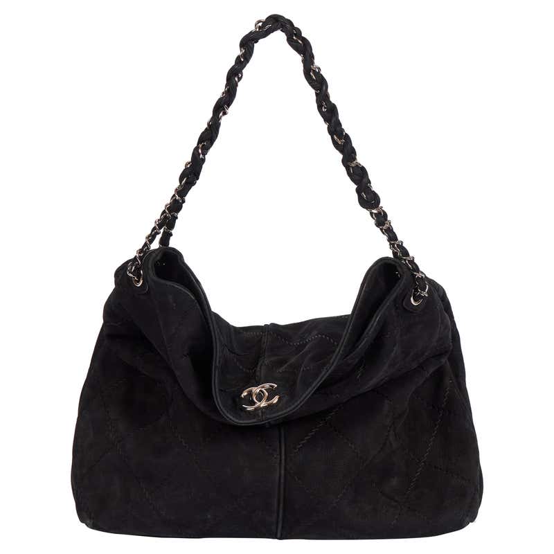 Chanel 2 Way Black Suede Large Bag at 1stDibs