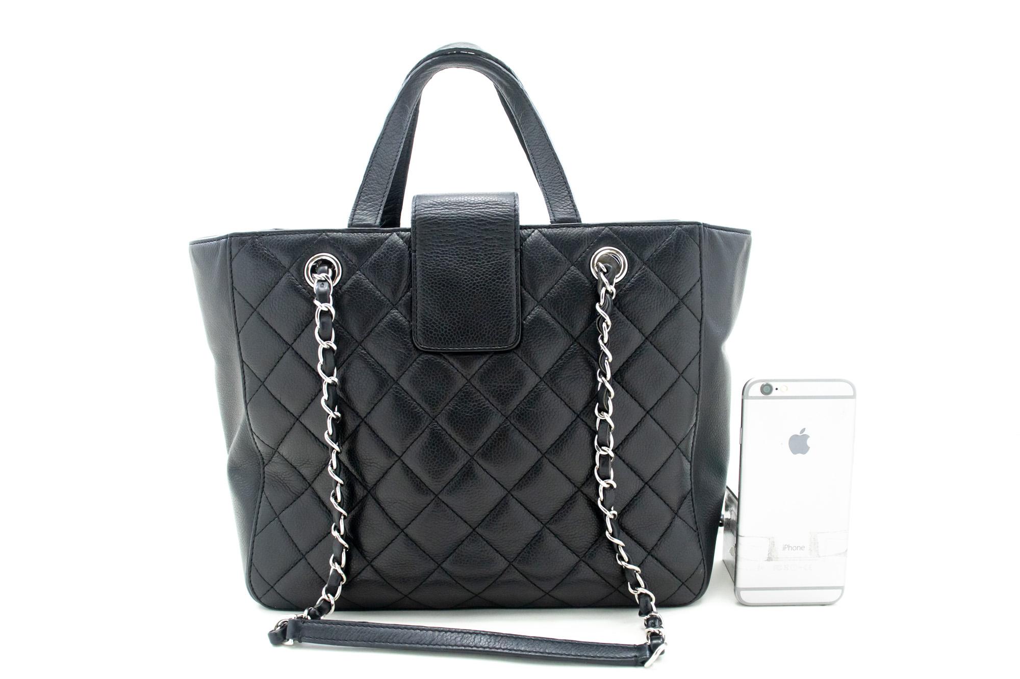 CHANEL 2 Way Chain Shoulder Bag Handbag Tote Black Caviar Quilted In Good Condition For Sale In Takamatsu-shi, JP