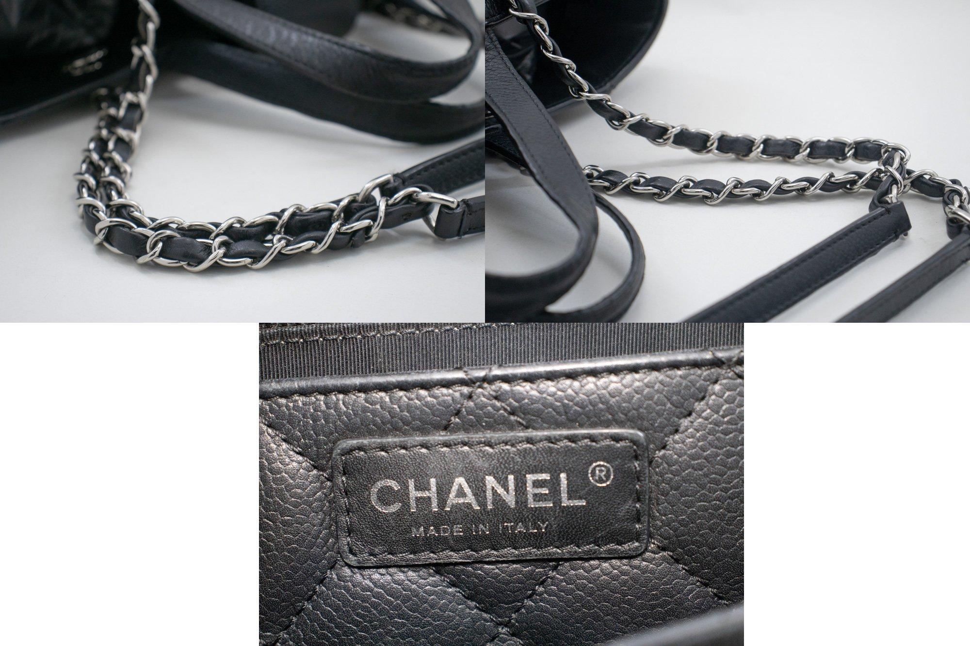 CHANEL 2 Way Chain Shoulder Bag Handbag Tote Black Caviar Quilted For Sale 4
