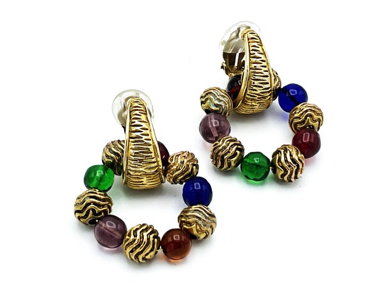 Chanel Gripoix Glass-Bead Clip-On Earrings - 2 Pieces