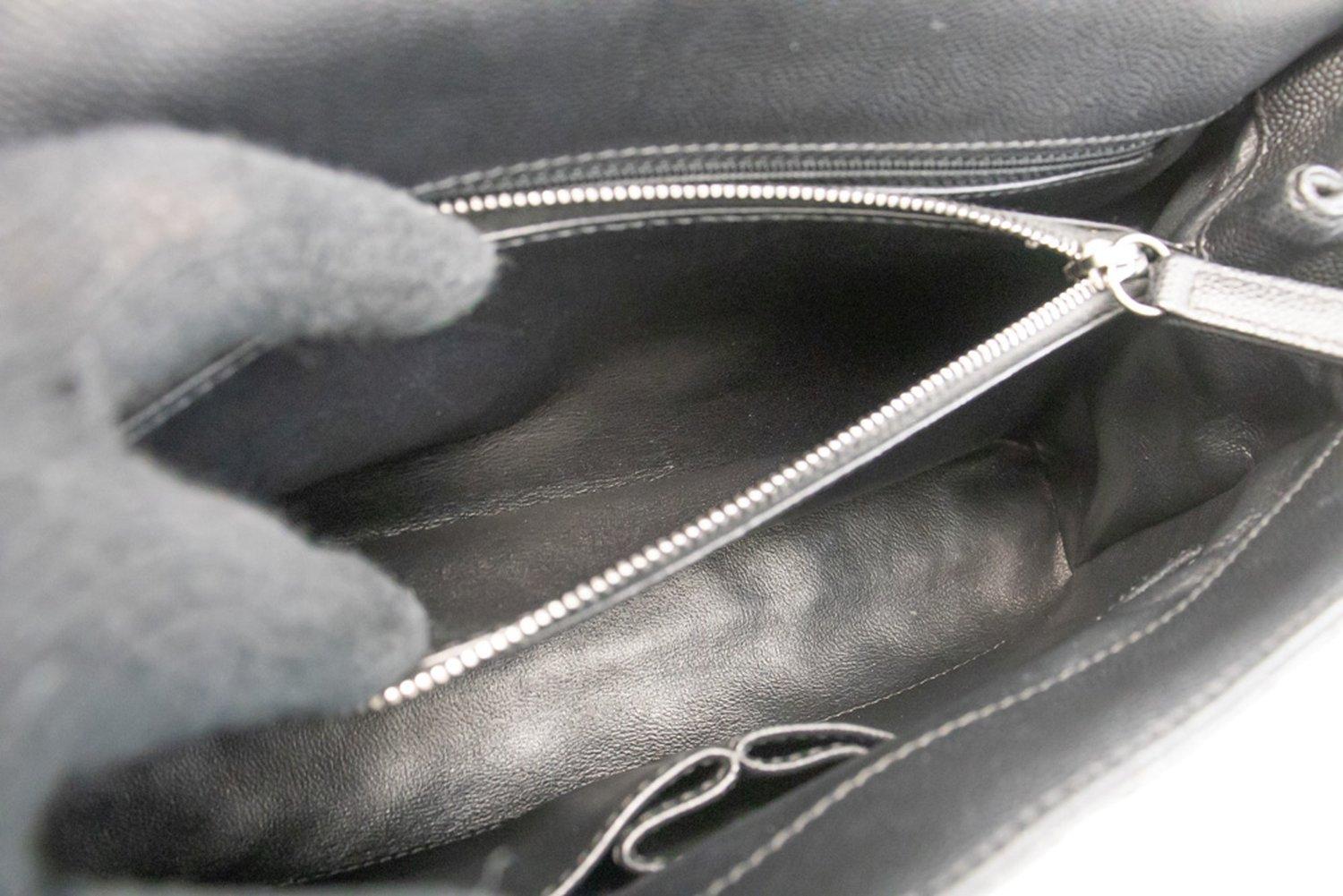 CHANEL 2 Way Top Handle Shoulder Bag Handbag Black Caviar Leather For Sale 14