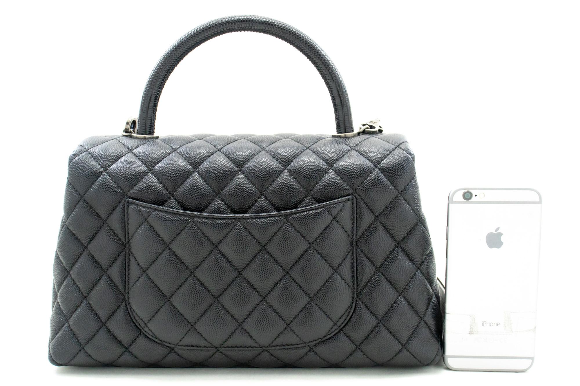 CHANEL 2 Way Top Handle Shoulder Bag Handbag Black Caviar Leather In Excellent Condition For Sale In Takamatsu-shi, JP