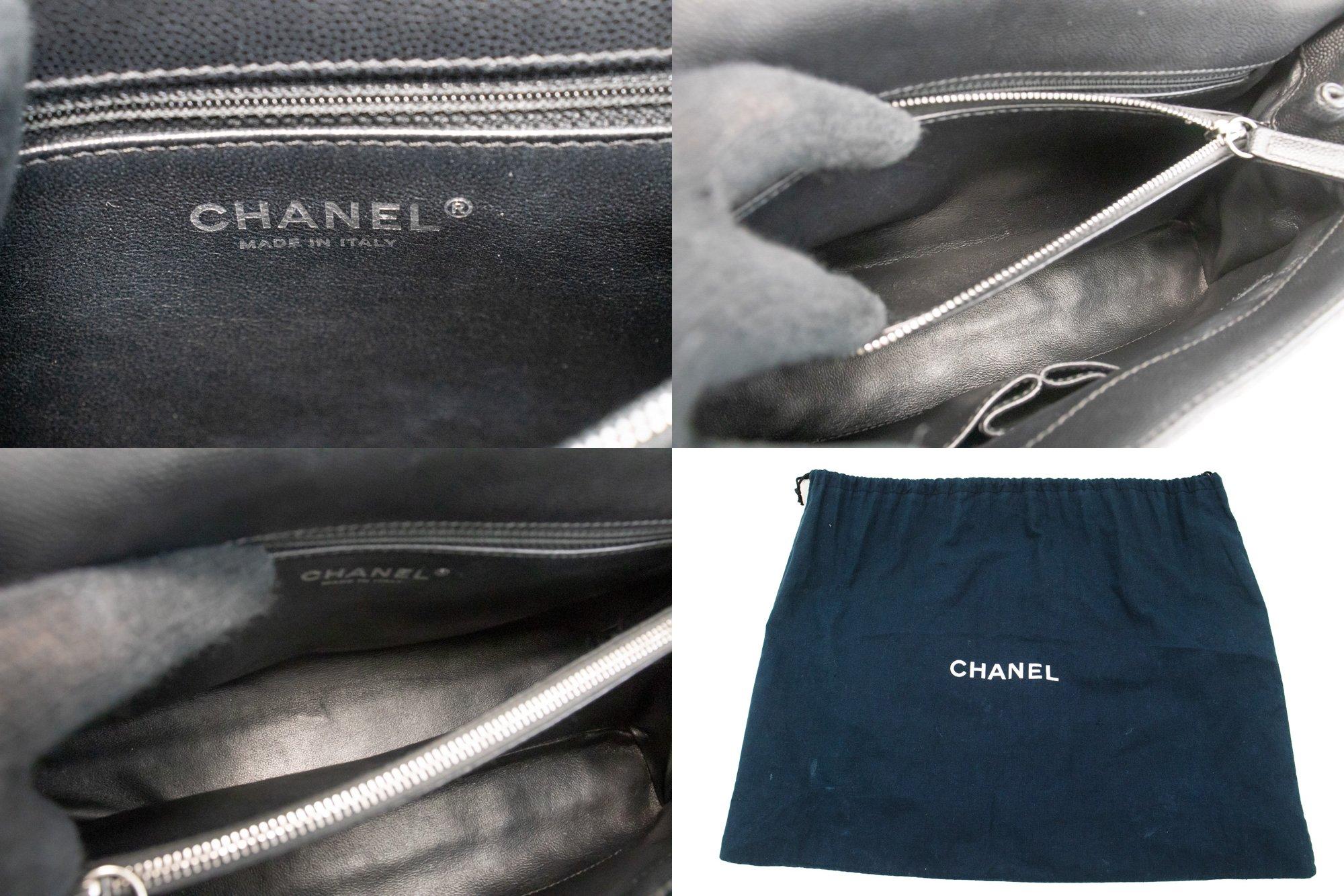 CHANEL 2 Way Top Handle Shoulder Bag Handbag Black Caviar Leather For Sale 4
