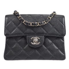 Chanel 2000-2001 Classic Square Flap Mini 17 Black Caviar Bag