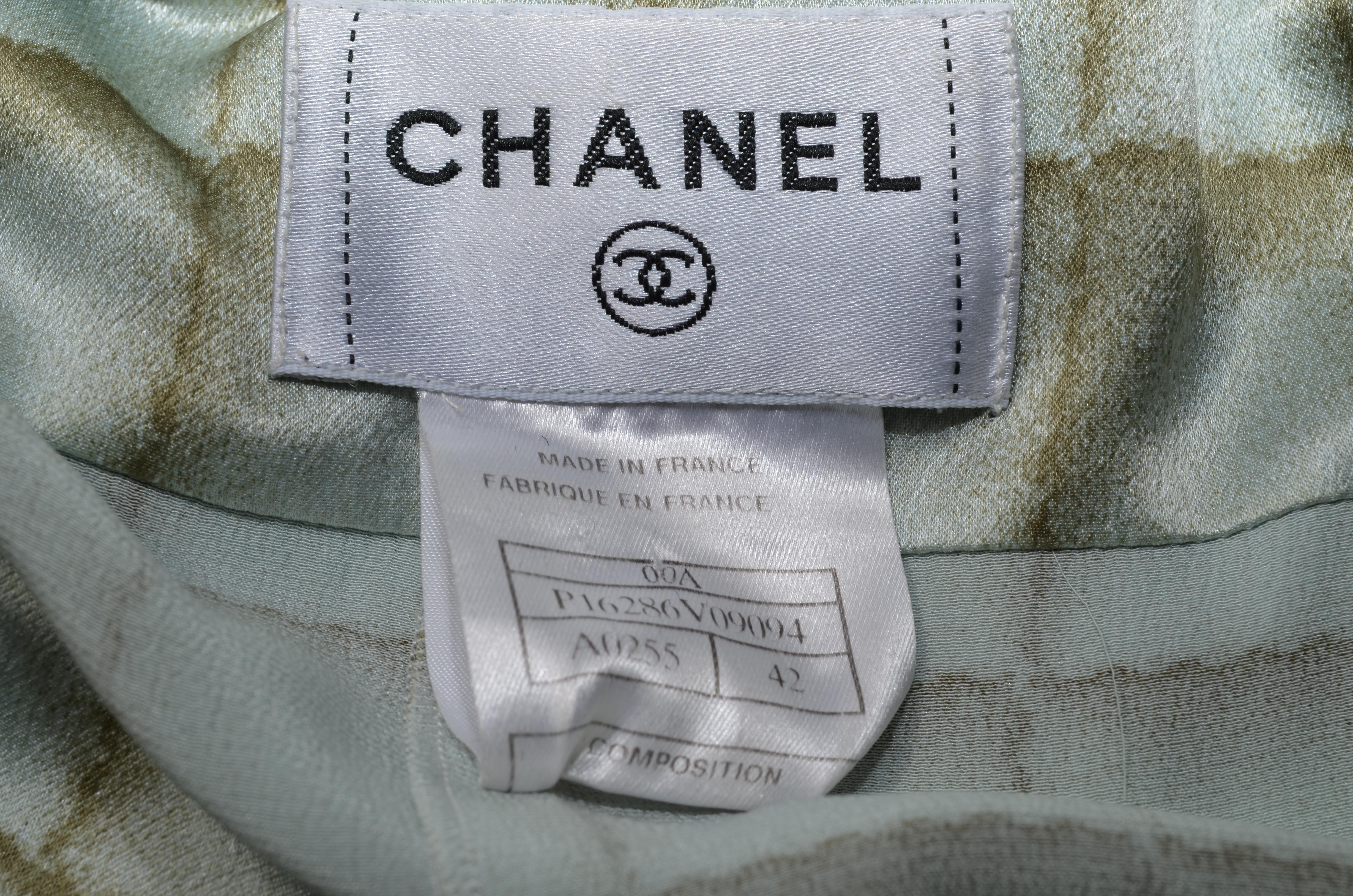 Chanel 2000 A Silk Grid Print Belted Dress 7