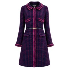 CHANEL 2000 Artefact Collectible Tweed Coat with Logo Belt 40 FR