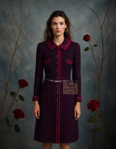 CHANEL 2000 Artefact Tweed Coat with Logo Belt 40 FR