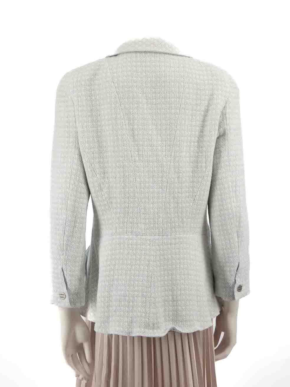 Gray Chanel 2000 Blue Wool Tweed Cruise Jacket Size XXXL