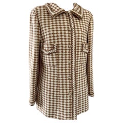 CHANEL 2000 Classic Collar Woven Jacket Beige Cream Tweed