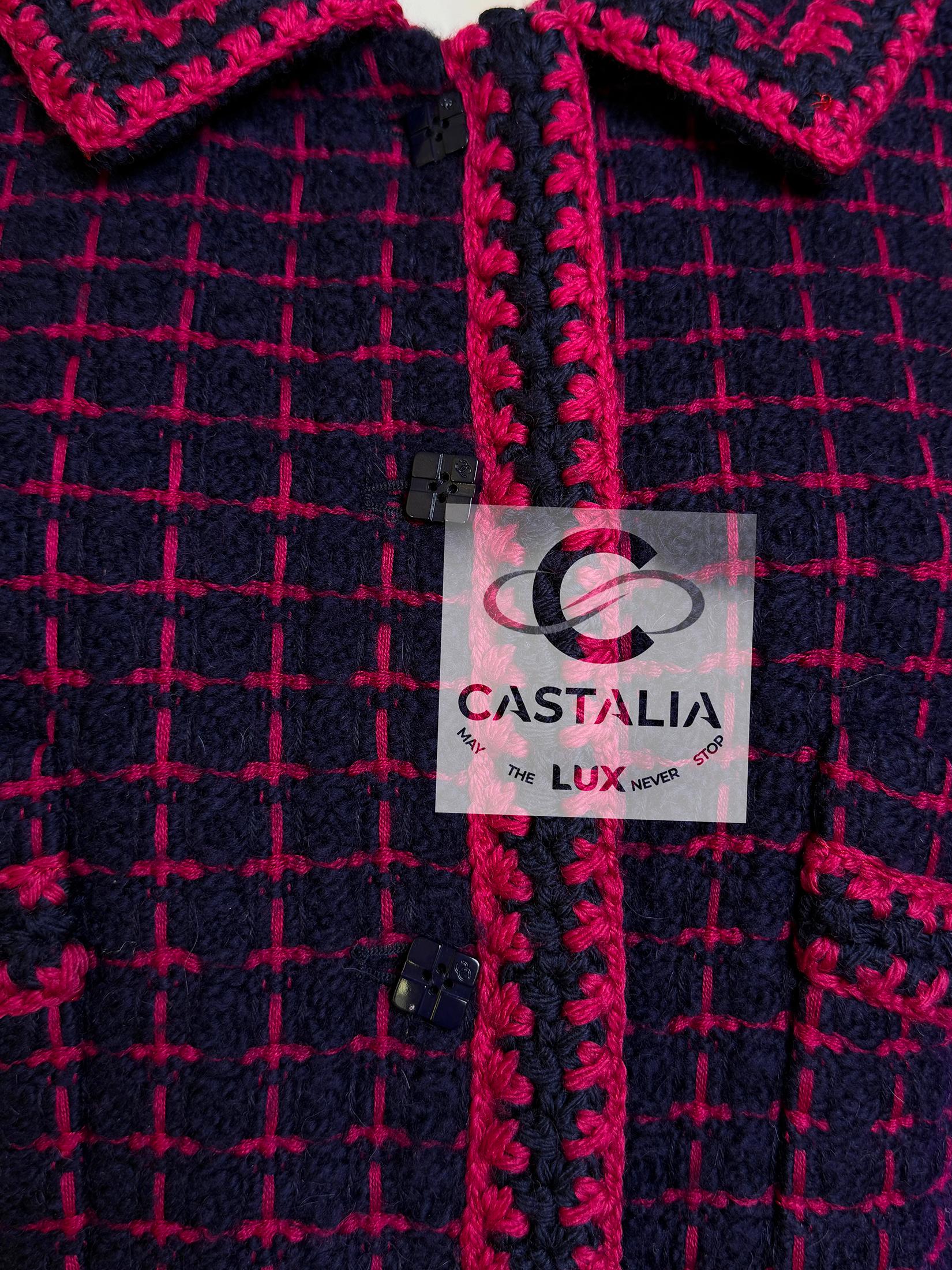 Cappotto Chanel 2000 Couture in tweed con bottoni CC Cube 42 FR in vendita 5