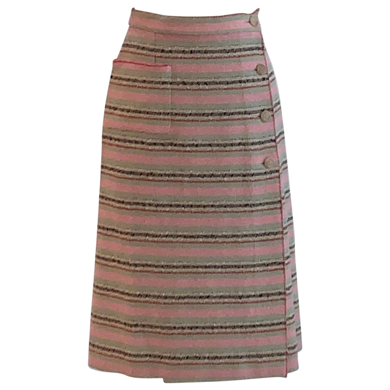 Chanel 2000 Cruise Collection Pink, Green, Natural, Red Stripe Pencil Skirt