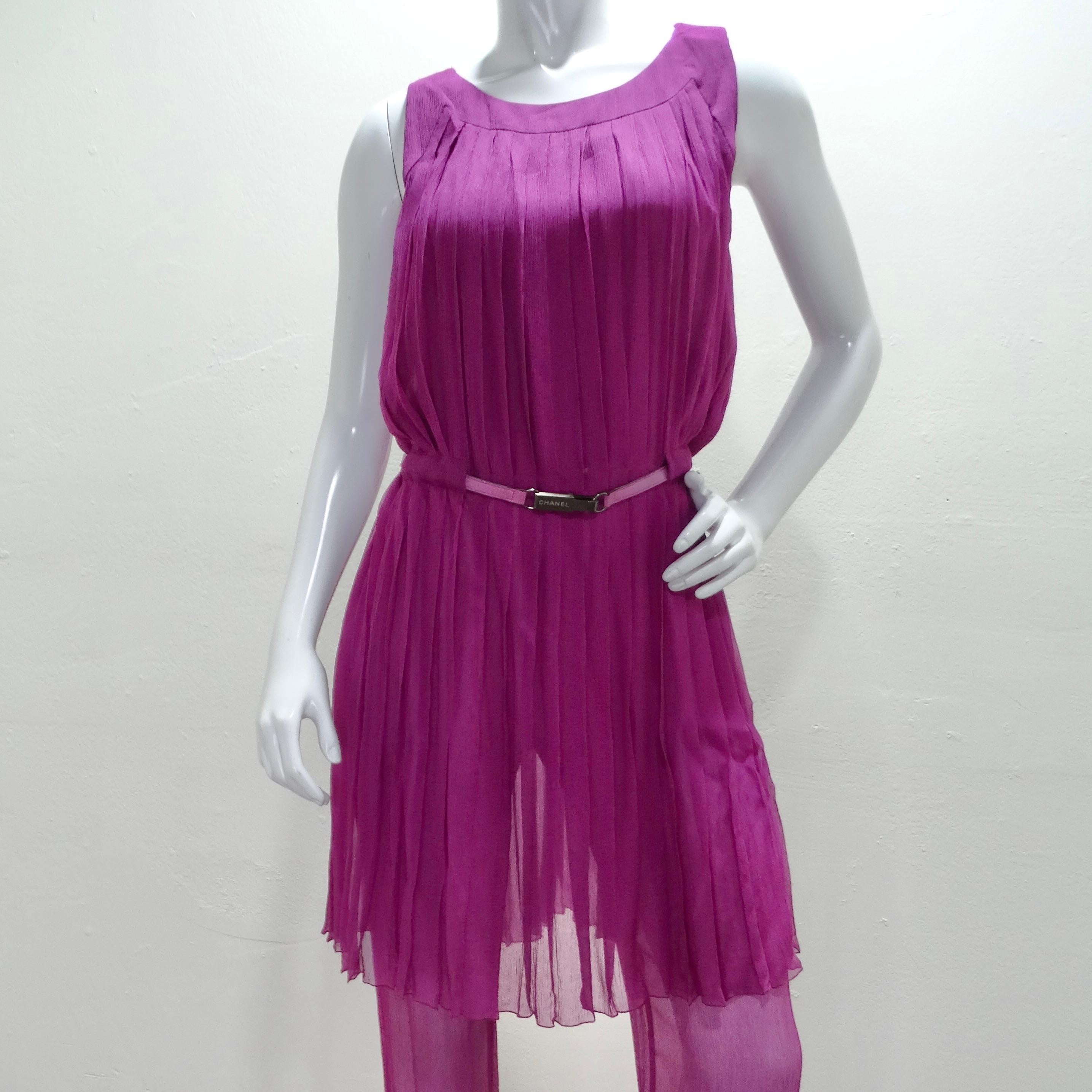 Chanel 2000 - Ensemble robe, pantalon et ceinture en soie violette Unisexe en vente