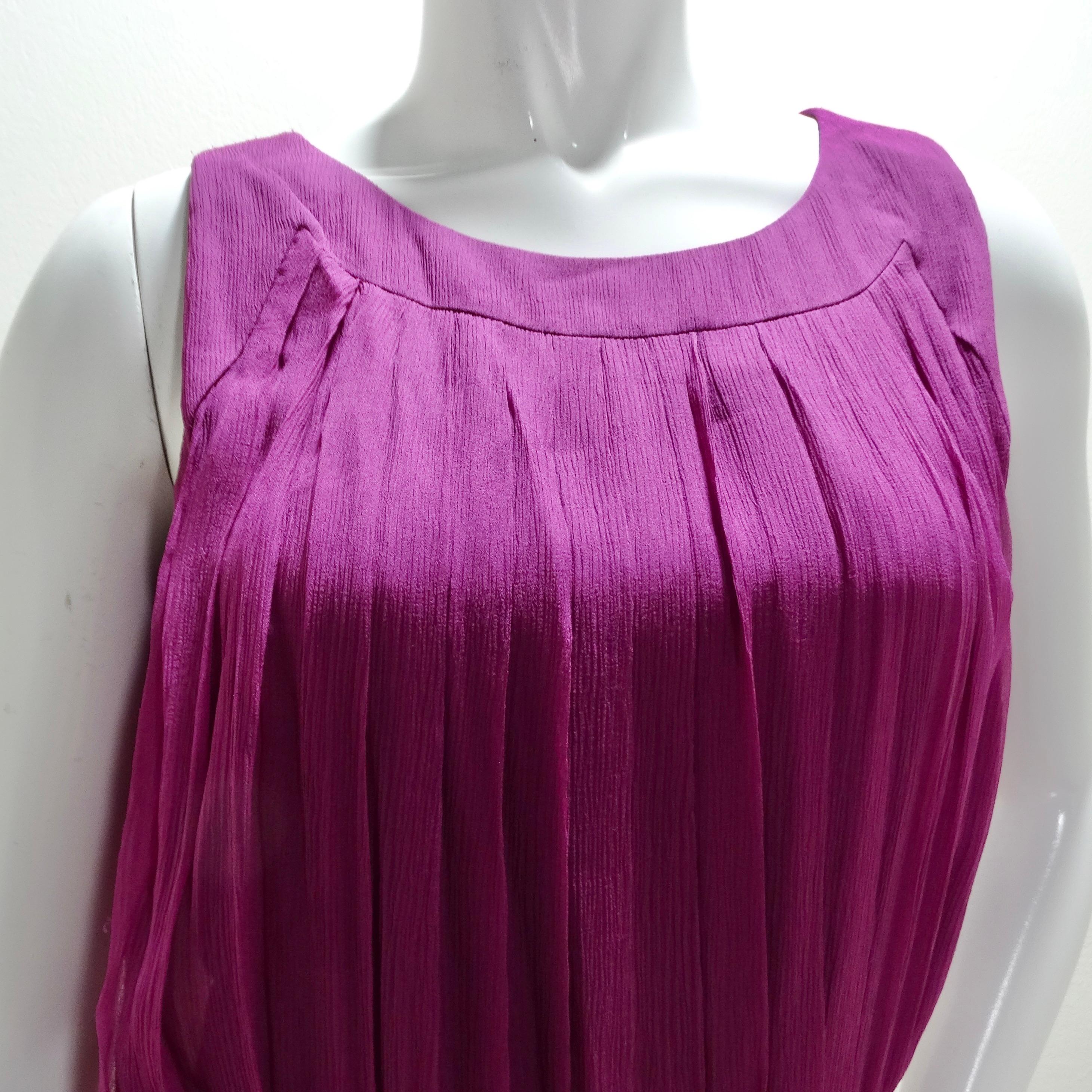 Chanel 2000 Purple Silk Dress, Pant & Belt Set For Sale 1