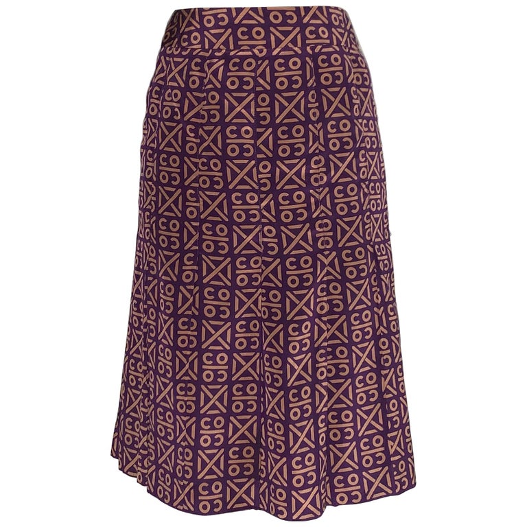 CHANEL COCO Mark Pleated skirt P24938 gray 42
