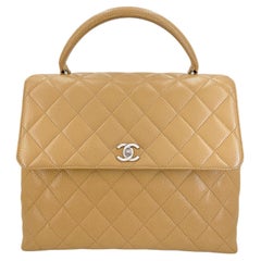 Chanel 2000 Vintage Beige Caviar Kelly Flap Bag 24k SHW 68170