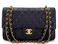 Chanel 2000 Vintage Black Medium Classic Double Flap Bag 24k GHW Lambskin 65495