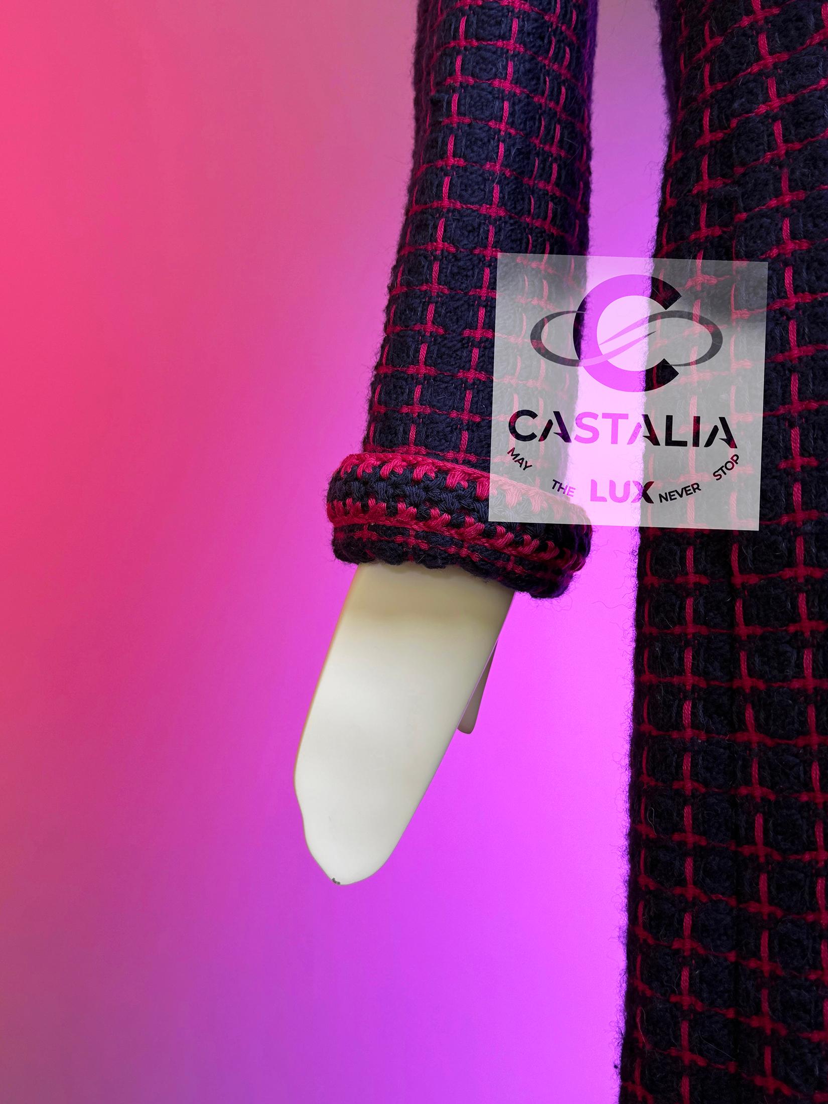 CHANEL 2000 Vintage Relikt CC Knöpfe Tweed Mantel 42 FR im Angebot 5