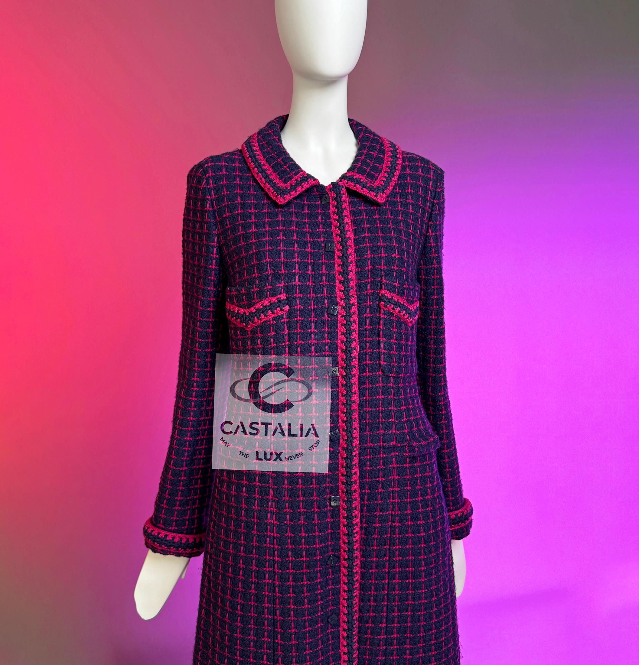 CHANEL 2000 Vintage Relikt CC Knöpfe Tweed Mantel 42 FR im Angebot 6