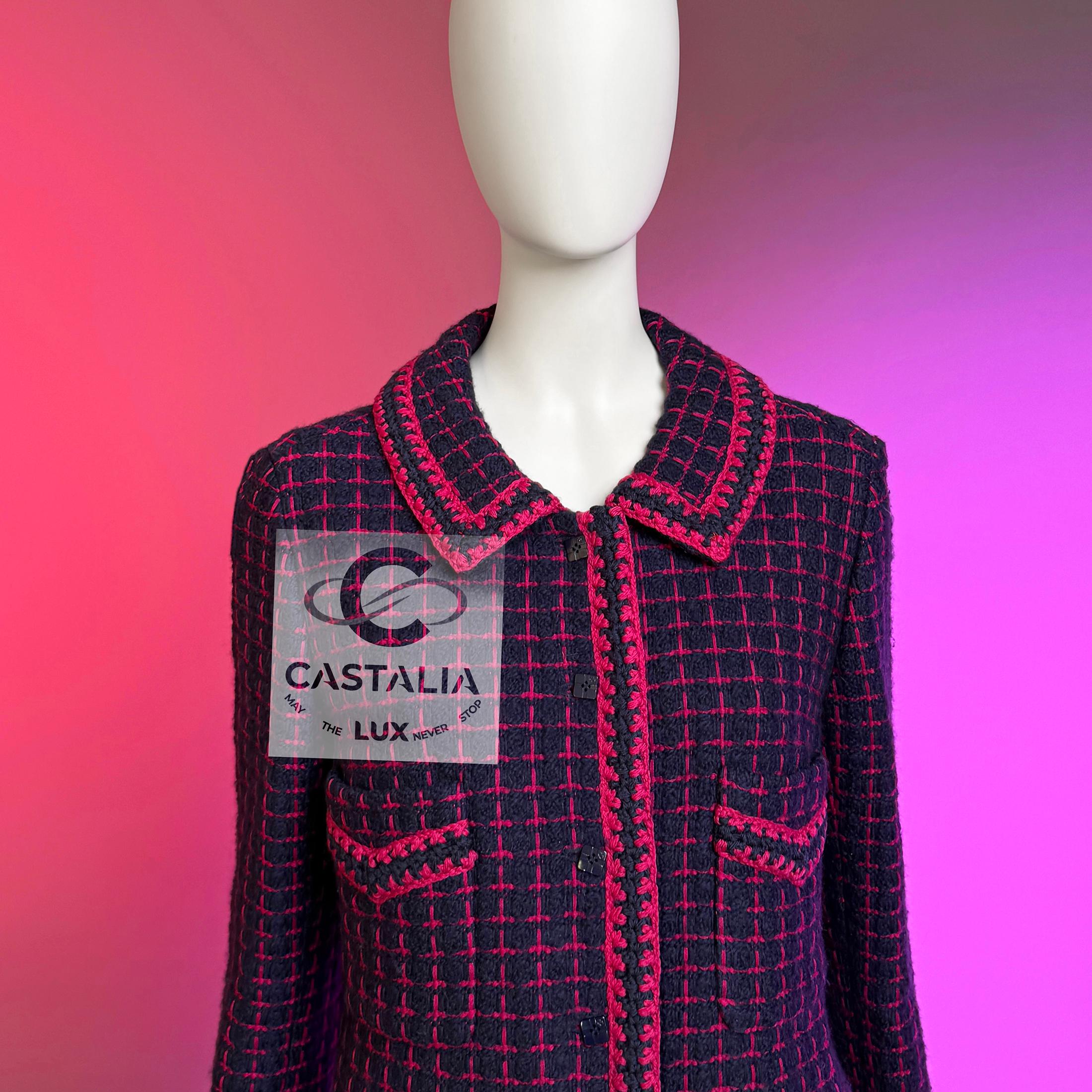 CHANEL 2000 Vintage Relikt CC Knöpfe Tweed Mantel 42 FR im Angebot 1