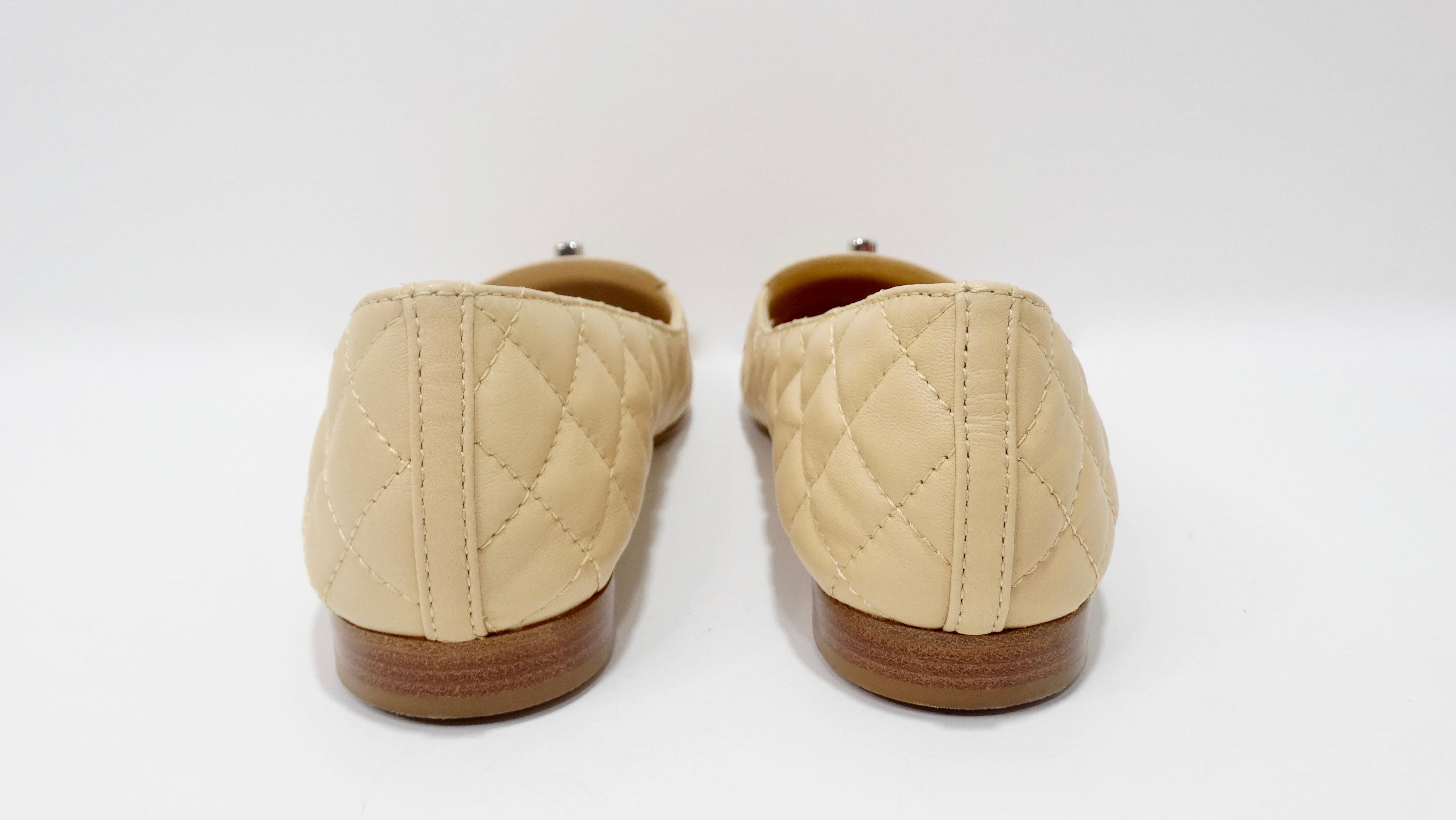 Chanel 2000s Beige Quilted Flats  4