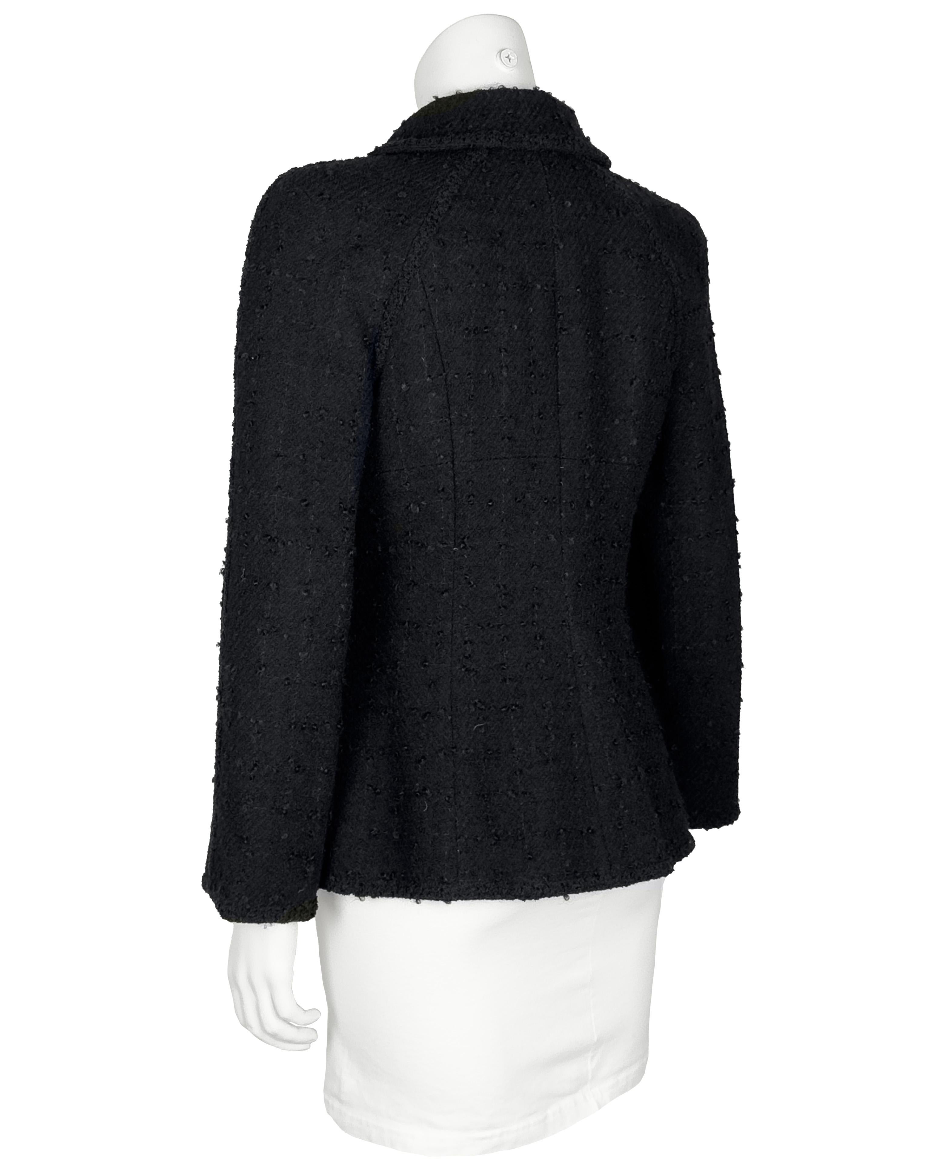 CHANEL 2000'S Black Wool and Mohair 2 Pocket Fitted Jacket In Good Condition For Sale In Toronto, Ontario