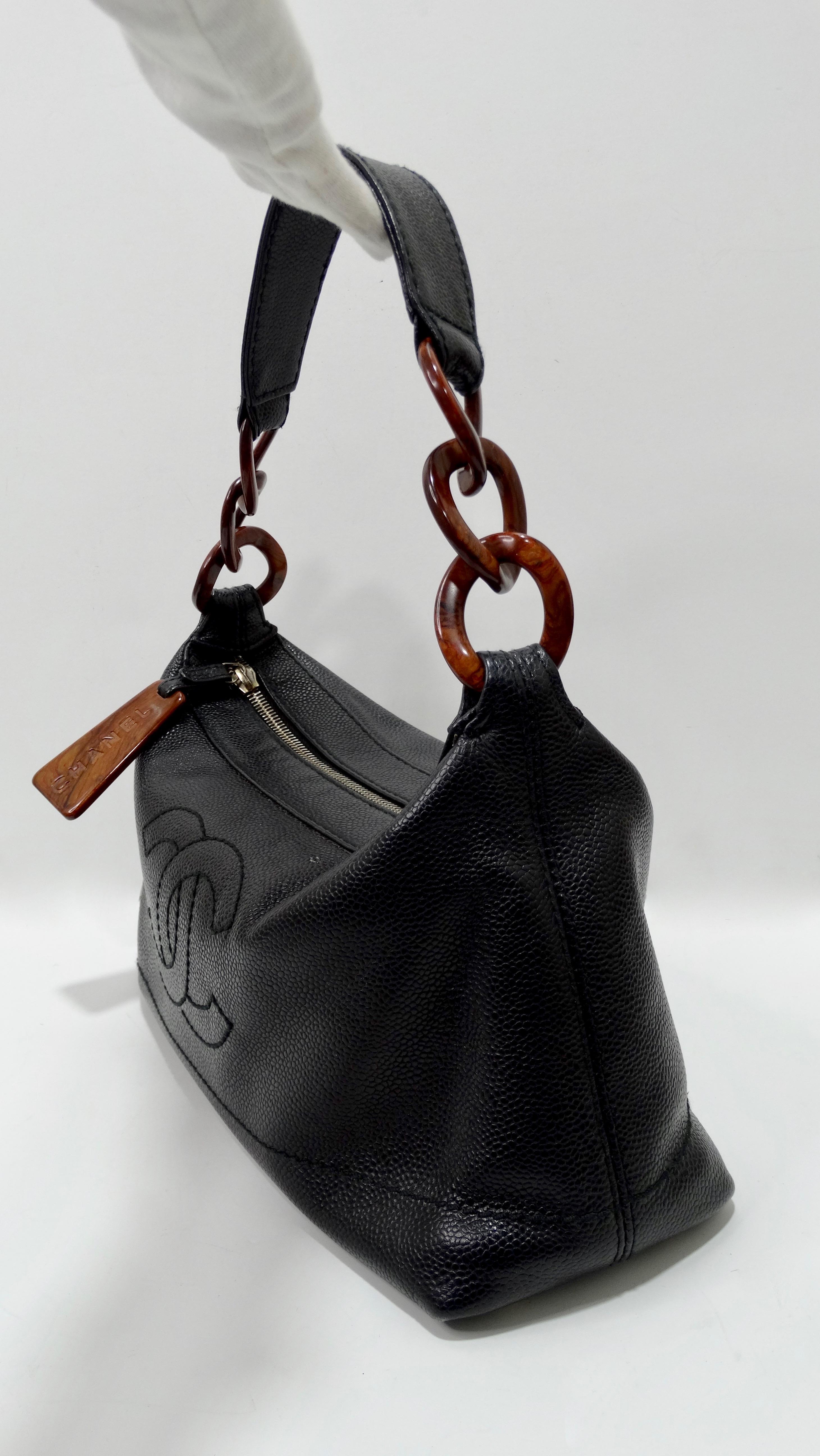 Chanel Chanel 2000er CC Hobo-Tasche mit Holzkette (Schwarz)