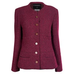 CHANEL 2000s Era Couture Relic Burgundy Tweed Jacket