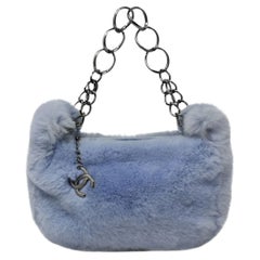 Chanel 2000s Ice Blue Furry Shoulder Bag