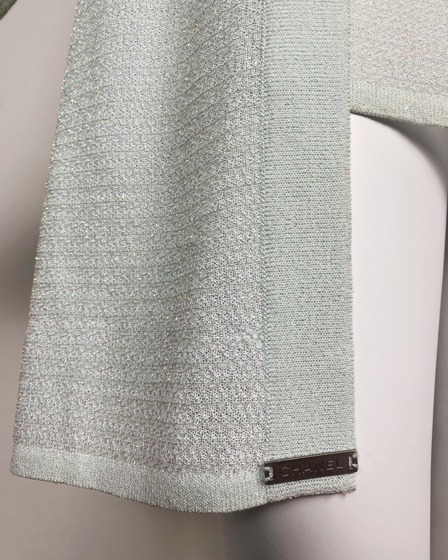 Gray CHANEL 2000s Iridescent Mini Dress & Cardigan Set Ensemble For Sale