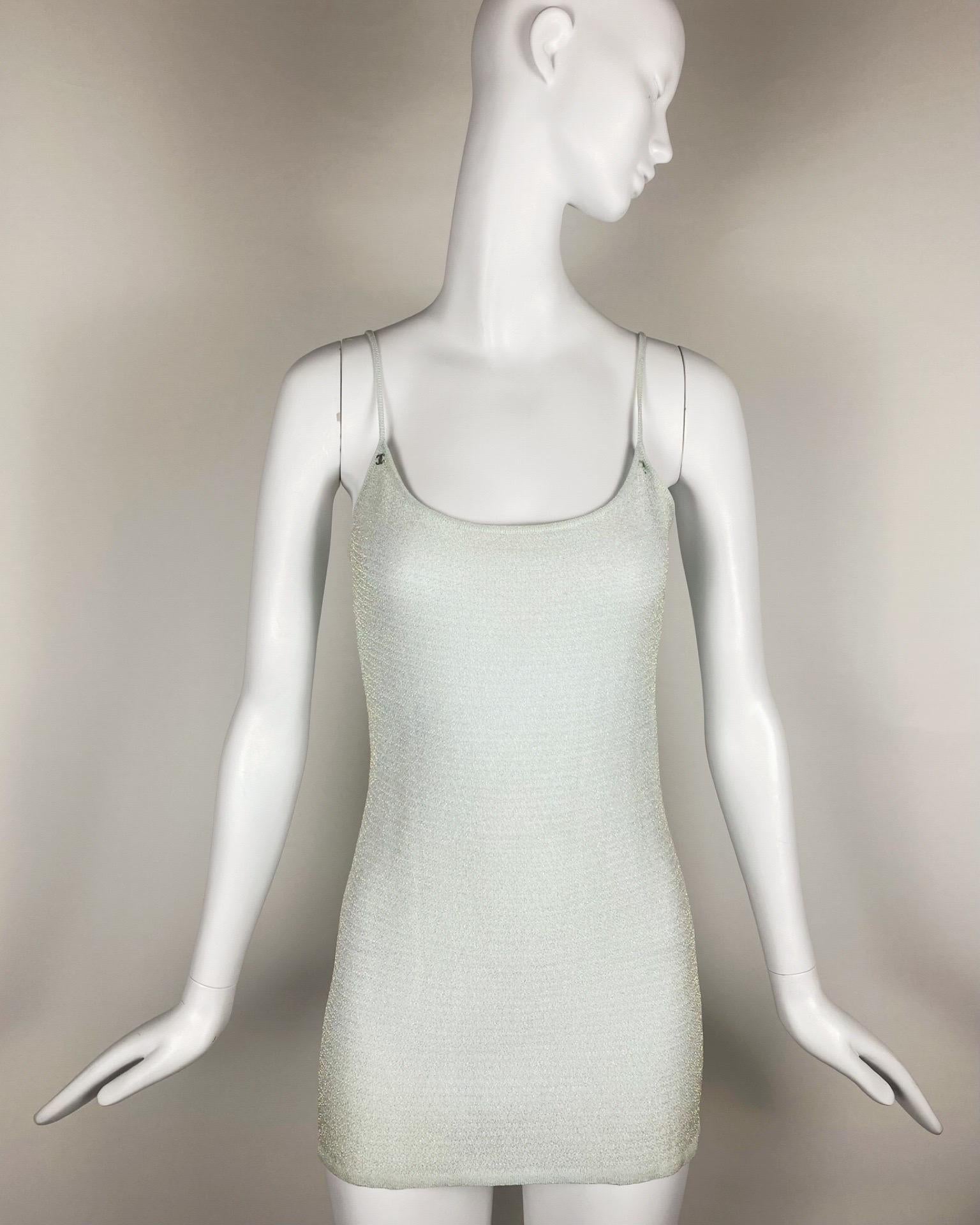 Women's CHANEL 2000s Iridescent Mini Dress & Cardigan Set Ensemble For Sale