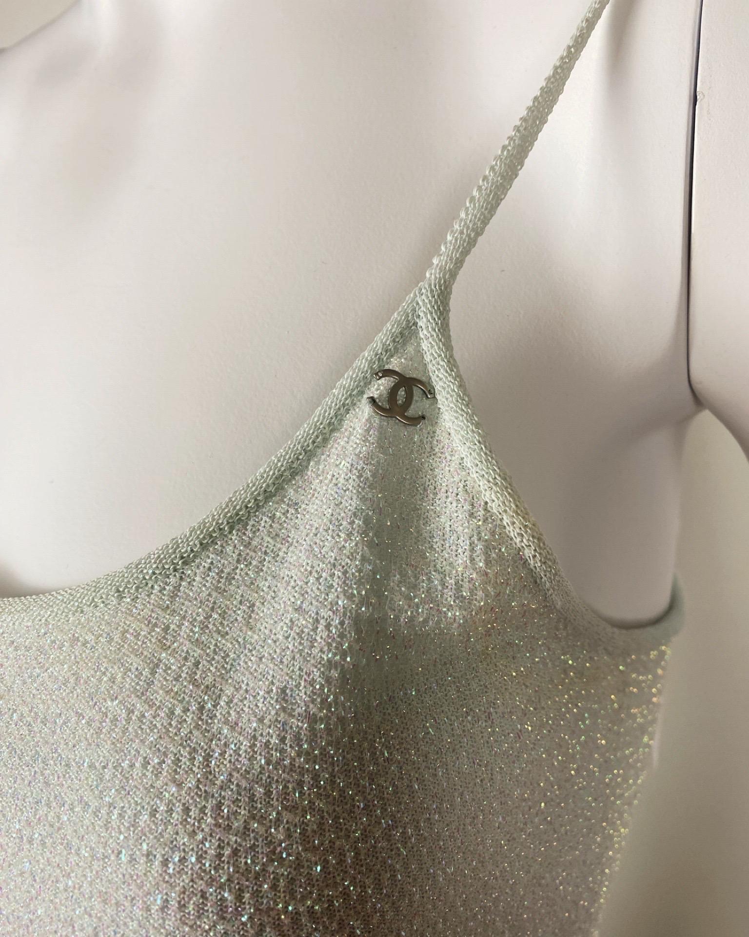 CHANEL 2000s Iridescent Mini Dress & Cardigan Set Ensemble For Sale 1