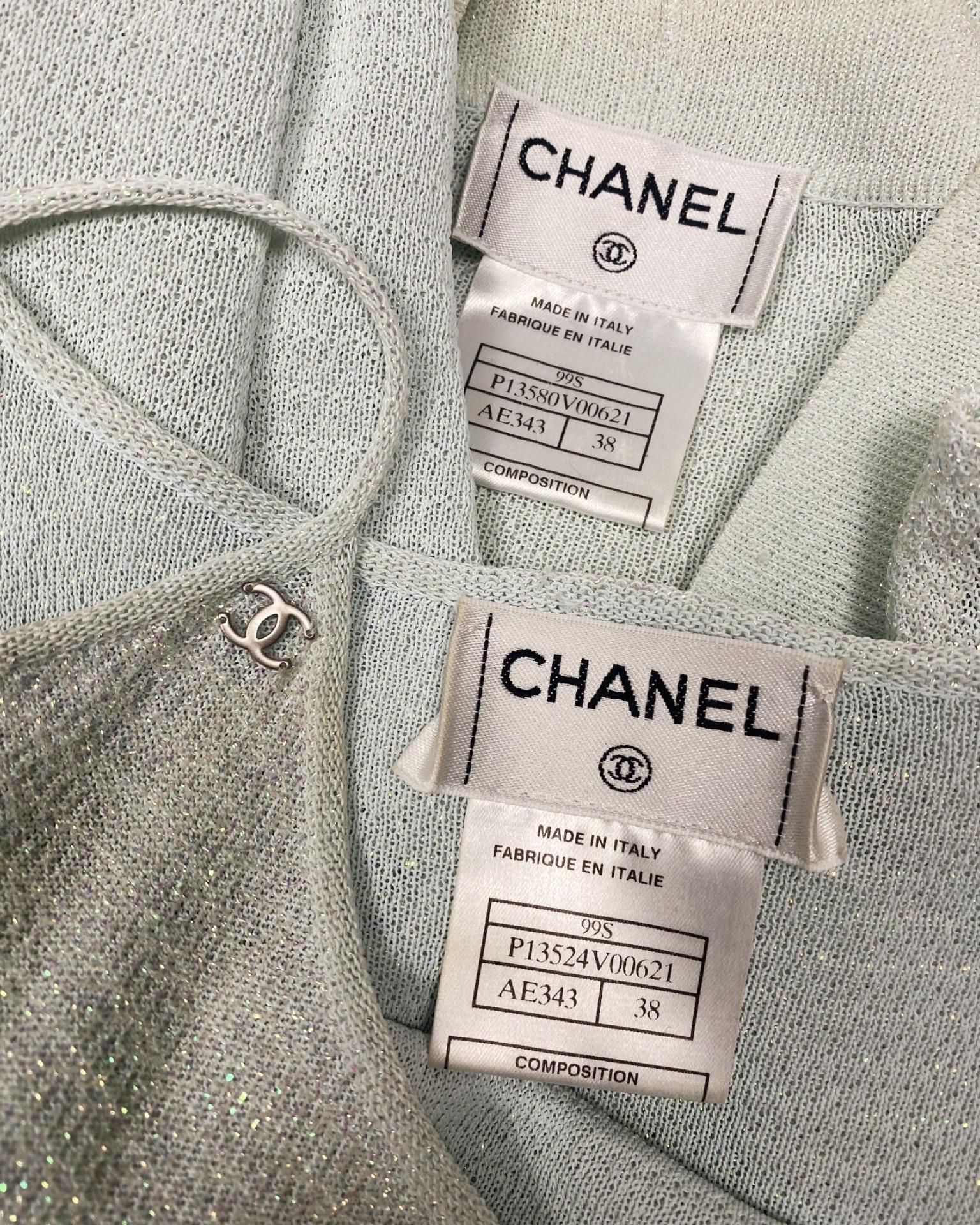 CHANEL 2000s Iridescent Mini Dress & Cardigan Set Ensemble For Sale 4