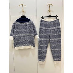 Chanel 2000s Navy Ivory Cashmere Knit Set Sz. FR 38 Women's Two-Piece