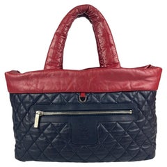 Chanel 2000s Red Navy Reversible Puffy Leather Cocoon Tote Bag