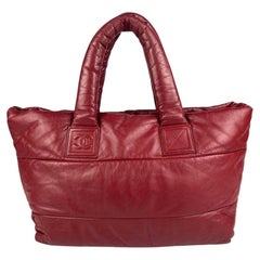 Chanel 2000s Red Navy Reversible Puffy Leather Cocoon Tote Bag