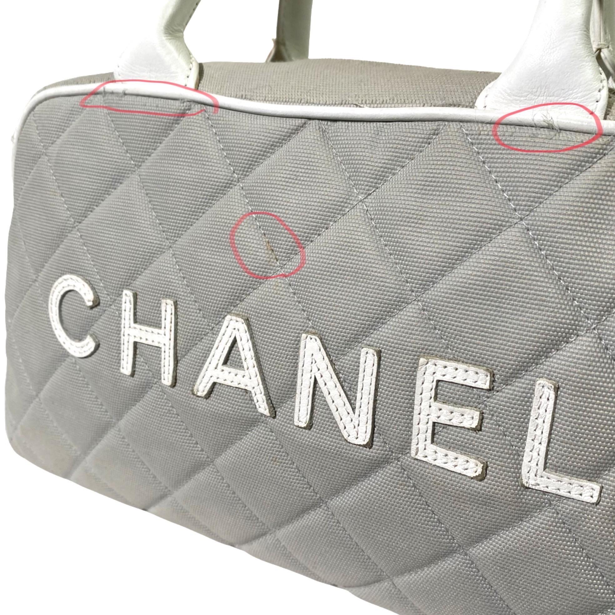 Chanel 2000s Sport Gray Quilted Canvas Mini Handbag For Sale 6