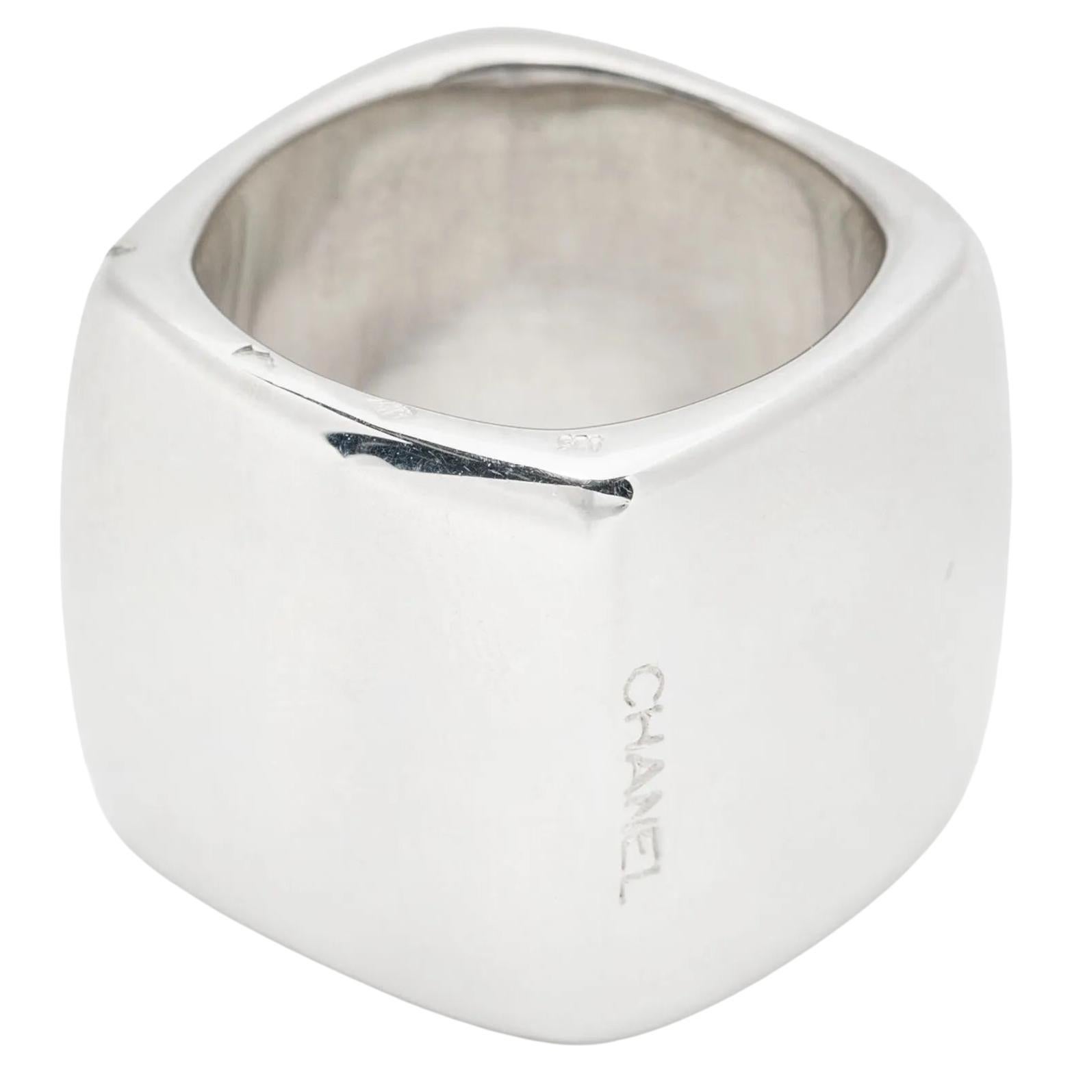 Chanel 2000s Sterling Silver Square Ring
