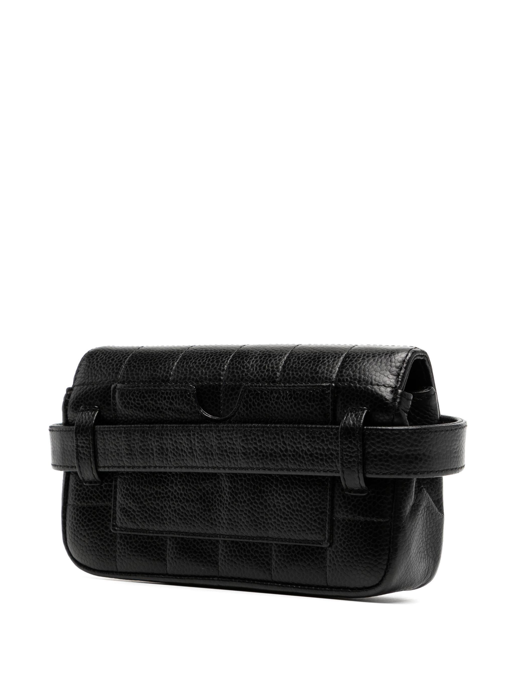 Chanel 2000's Vintage Square Quilted Caviar Fanny Pack Belt Waist Bag In Good Condition For Sale In Miami, FL