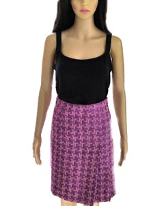 Chanel 2001 01P Pink, Plum, Coral A-Line Fantasy Tweed Skirt FR 38/ US 4 6