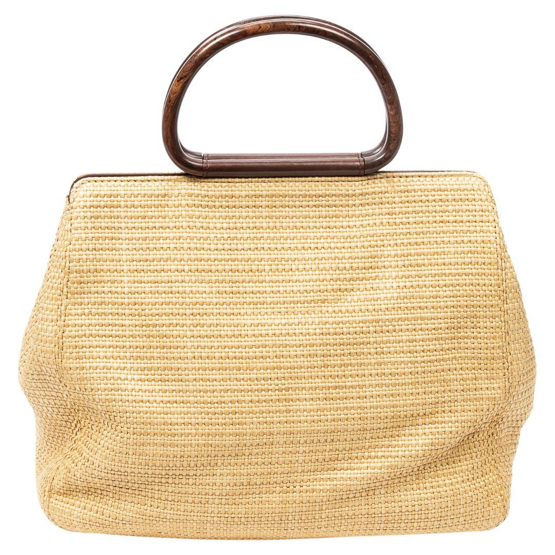 Beige Chanel 2001 CC Top Handle Basket Weave Bag For Sale