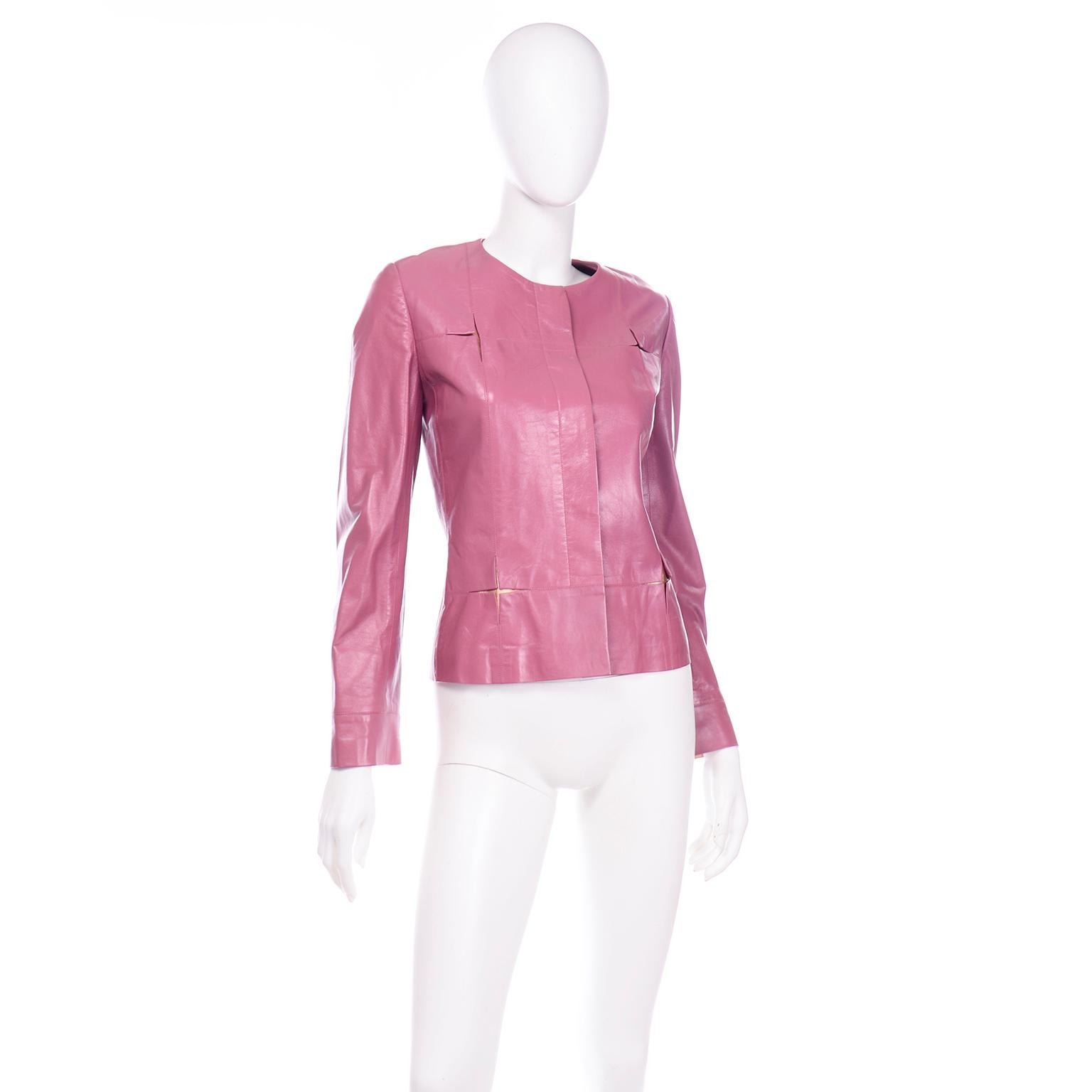 pink bow leather jacket