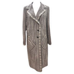 Chanel 2001 F/W Creme/Braun Tweed Langer Mantel