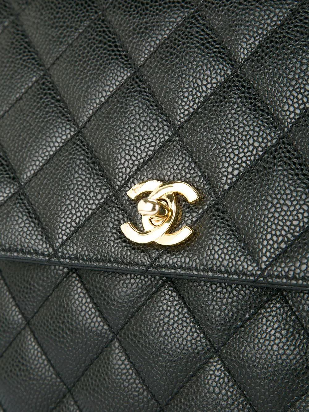 Chanel 2001 Jumbo Vintage Caviar Quilted Satchel Top Handle Kelly Flap Bag Gold In Good Condition For Sale In Miami, FL