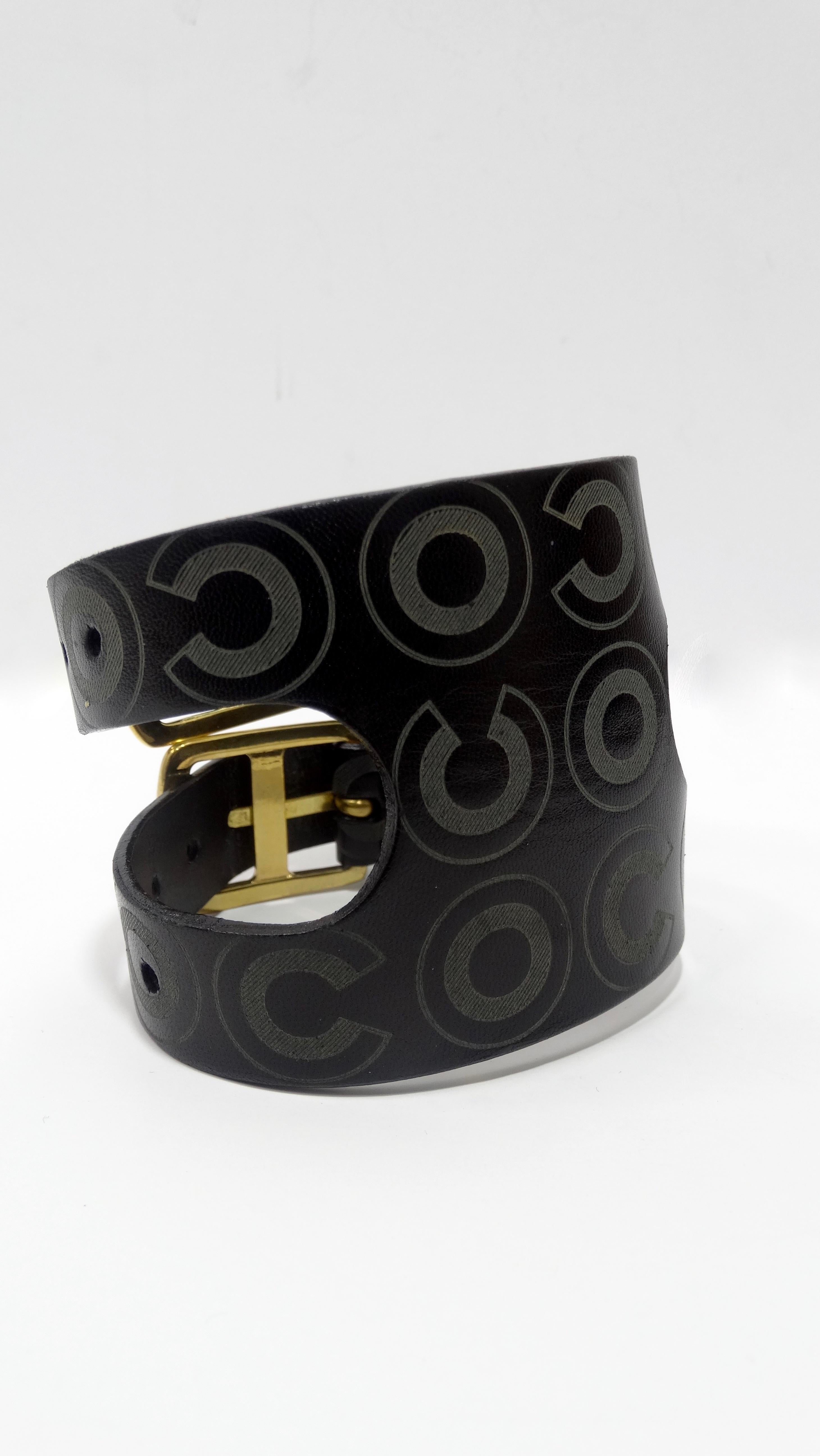 Women's or Men's Chanel 2001 Leather 'Coco' Cuff For Sale